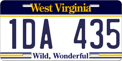 WV license plate 1DA435
