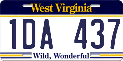 WV license plate 1DA437