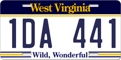 WV license plate 1DA441