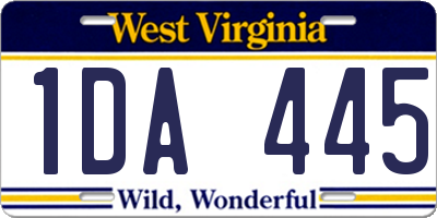 WV license plate 1DA445