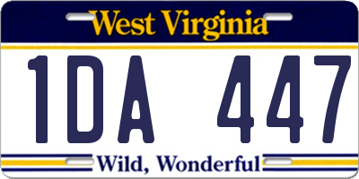 WV license plate 1DA447