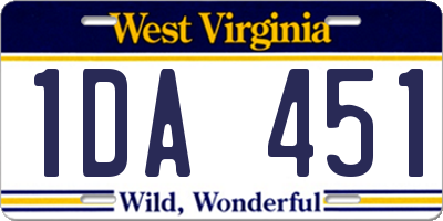 WV license plate 1DA451