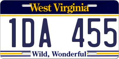 WV license plate 1DA455