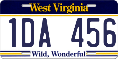 WV license plate 1DA456