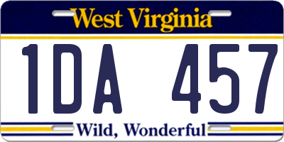 WV license plate 1DA457