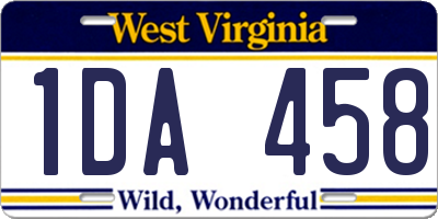 WV license plate 1DA458