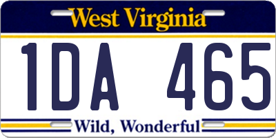 WV license plate 1DA465