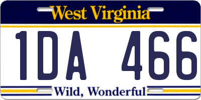 WV license plate 1DA466