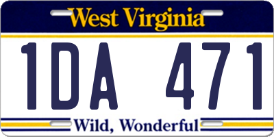 WV license plate 1DA471