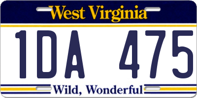 WV license plate 1DA475