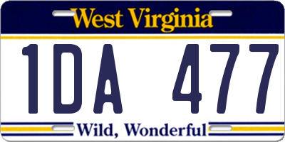 WV license plate 1DA477