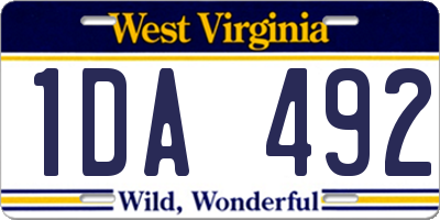 WV license plate 1DA492