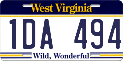 WV license plate 1DA494