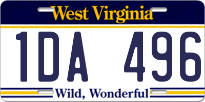 WV license plate 1DA496