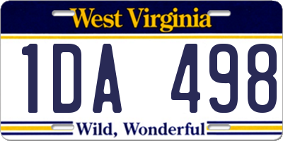 WV license plate 1DA498