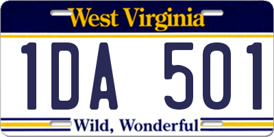 WV license plate 1DA501