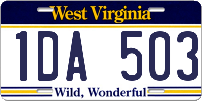 WV license plate 1DA503