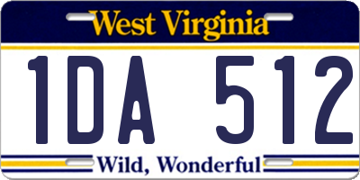 WV license plate 1DA512