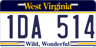 WV license plate 1DA514