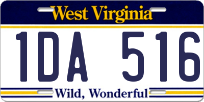 WV license plate 1DA516