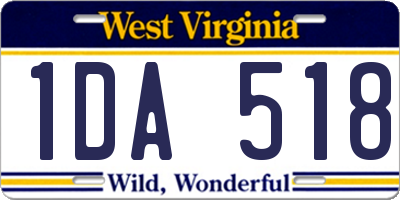 WV license plate 1DA518