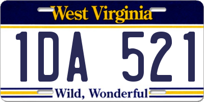 WV license plate 1DA521