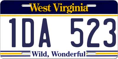 WV license plate 1DA523