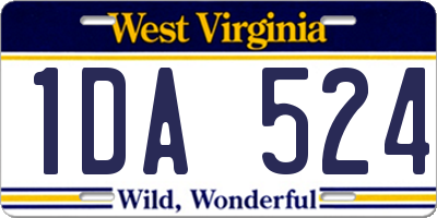 WV license plate 1DA524