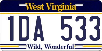 WV license plate 1DA533