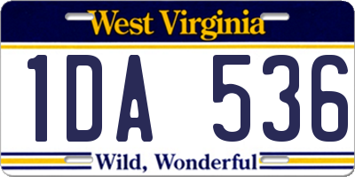 WV license plate 1DA536