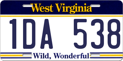WV license plate 1DA538