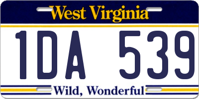 WV license plate 1DA539