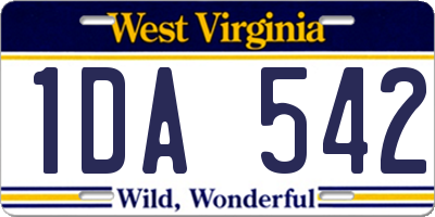 WV license plate 1DA542