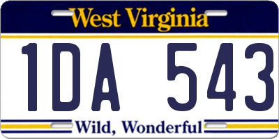 WV license plate 1DA543