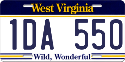 WV license plate 1DA550