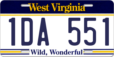 WV license plate 1DA551