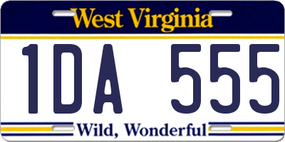 WV license plate 1DA555