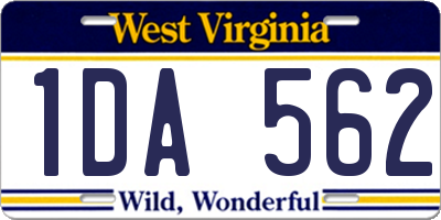WV license plate 1DA562