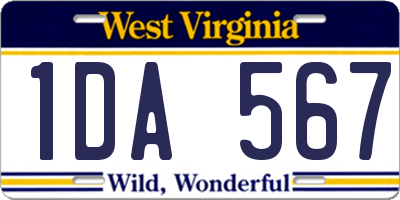 WV license plate 1DA567