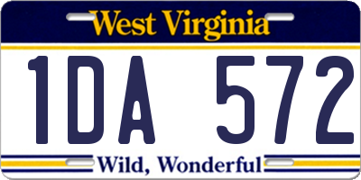 WV license plate 1DA572