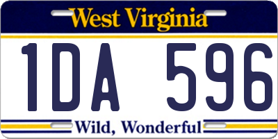WV license plate 1DA596