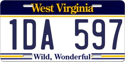 WV license plate 1DA597