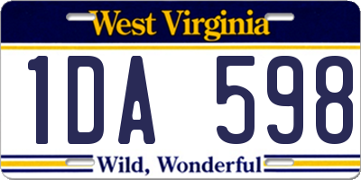 WV license plate 1DA598
