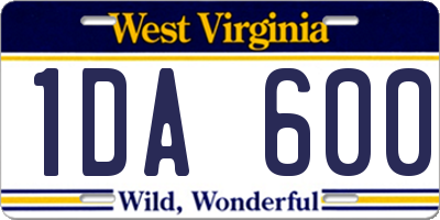WV license plate 1DA600