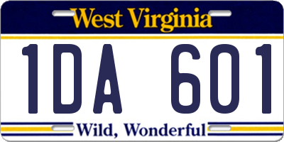 WV license plate 1DA601