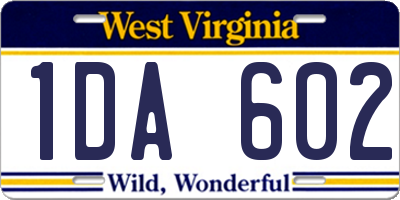 WV license plate 1DA602