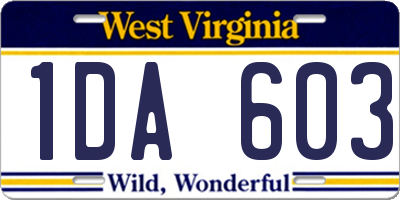 WV license plate 1DA603