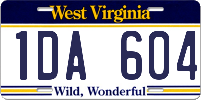 WV license plate 1DA604
