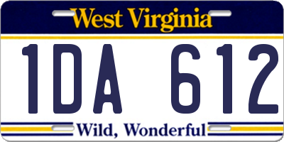WV license plate 1DA612