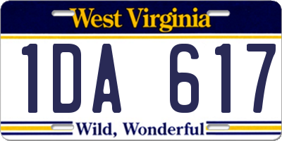 WV license plate 1DA617